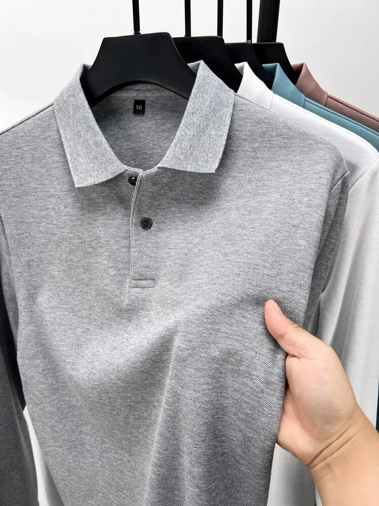 Polo homme à manches longues en coton premium – Élégance discrète et confort supérieur