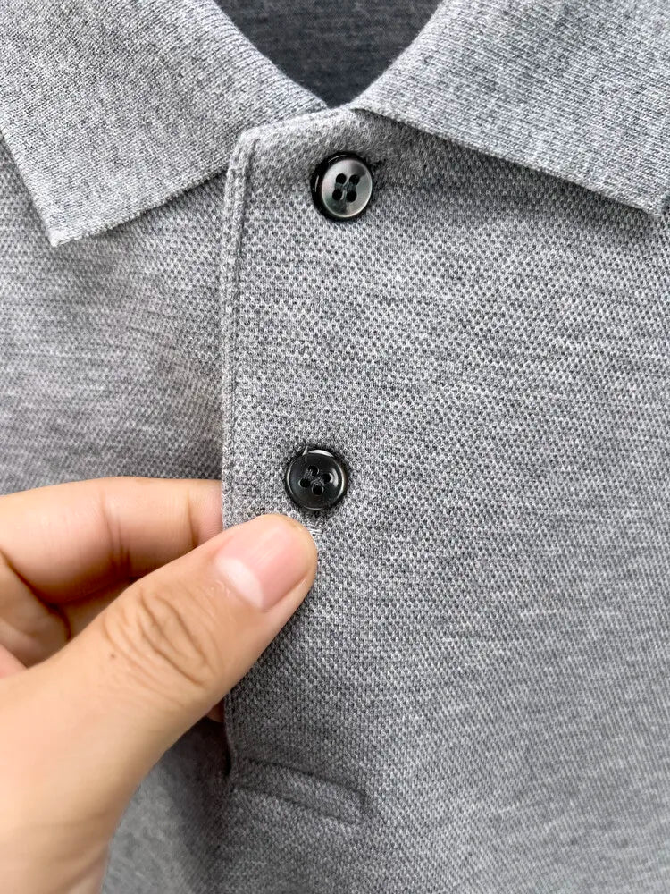 Polo homme à manches longues en coton premium – Élégance discrète et confort supérieur