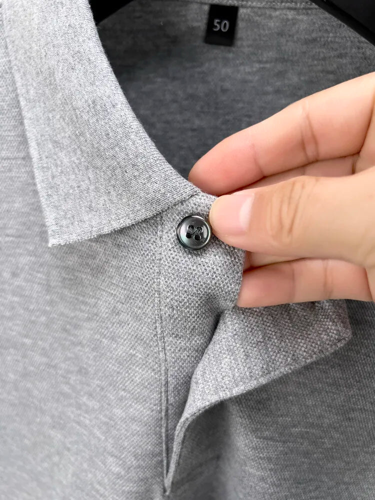 Polo homme à manches longues en coton premium – Élégance discrète et confort supérieur